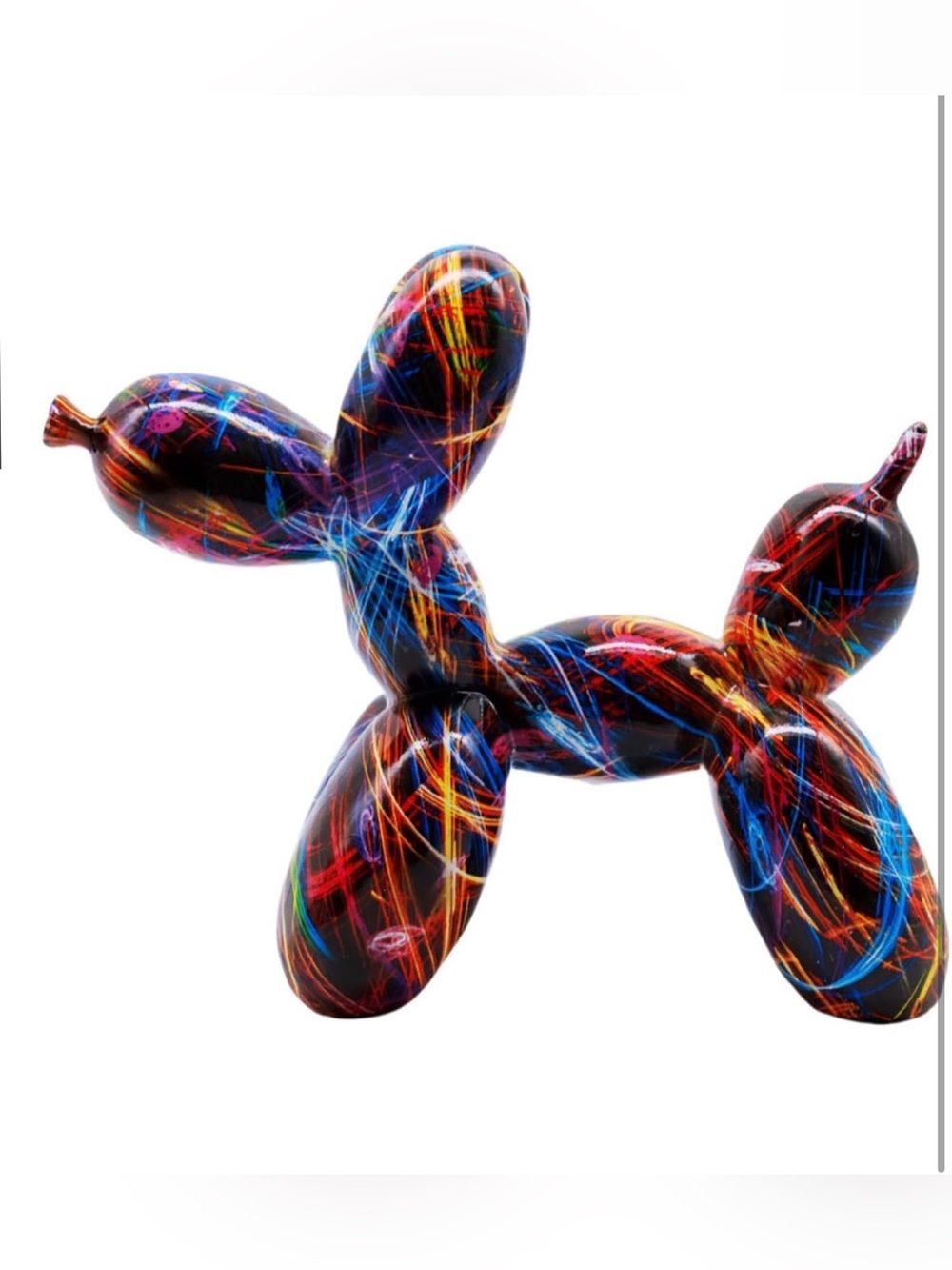Colorful Neon Scribble Balloon Dog Sculpture